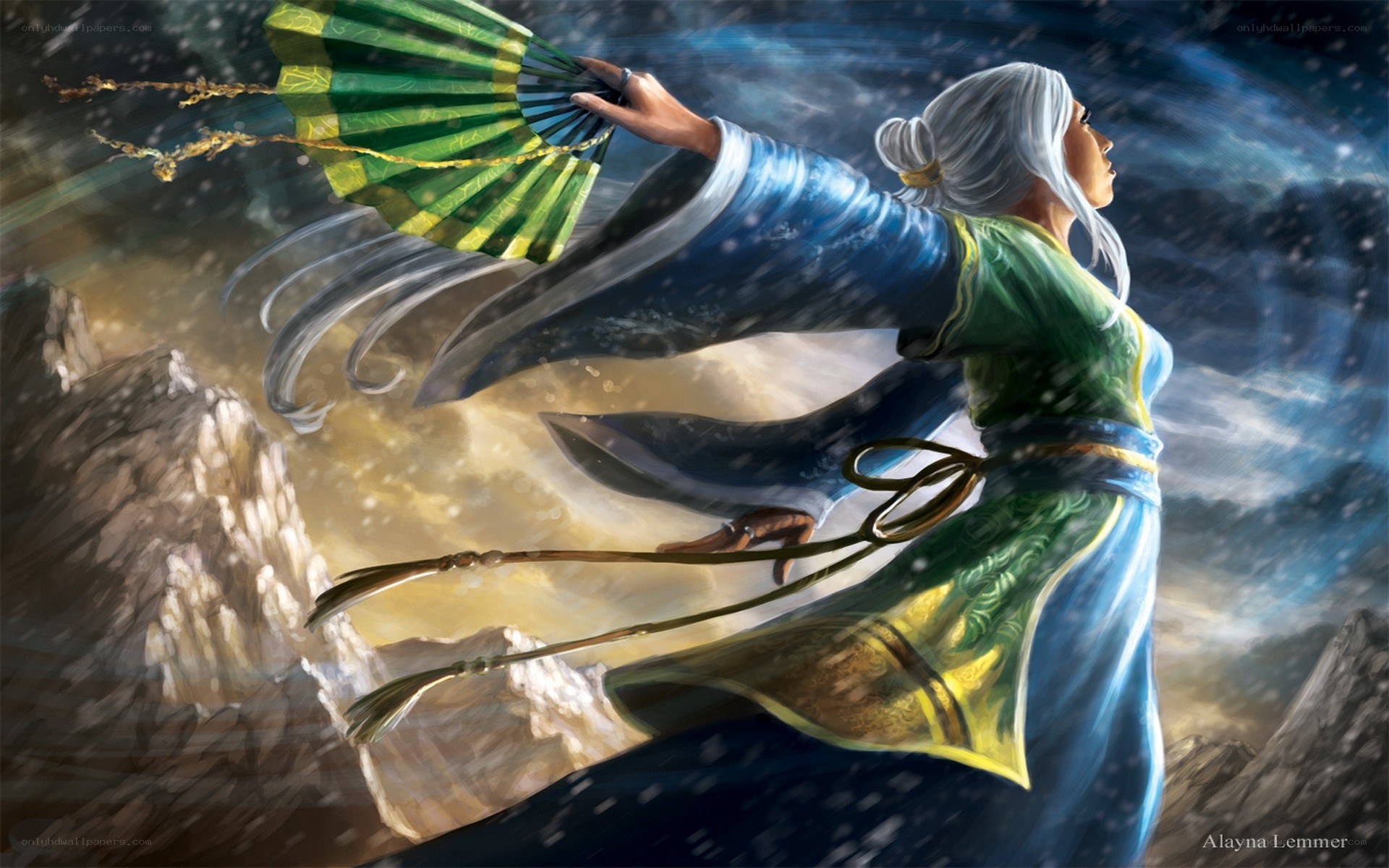 mage with green fan