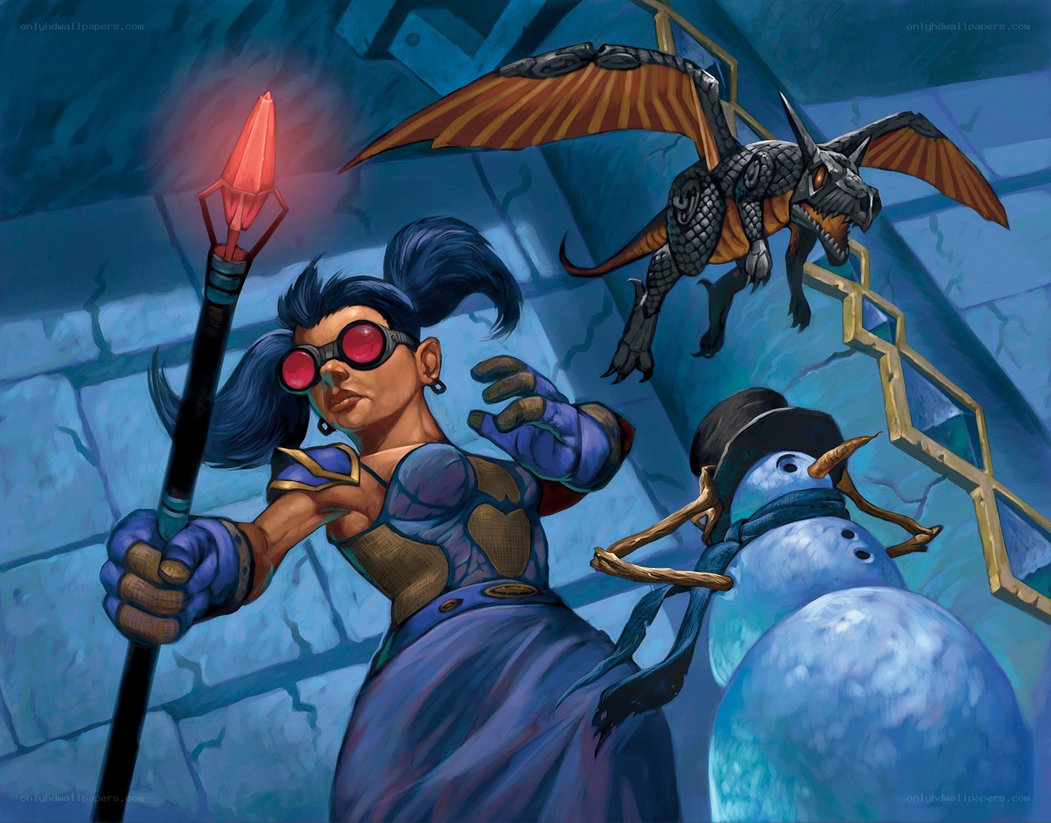 mage with staff and dragon