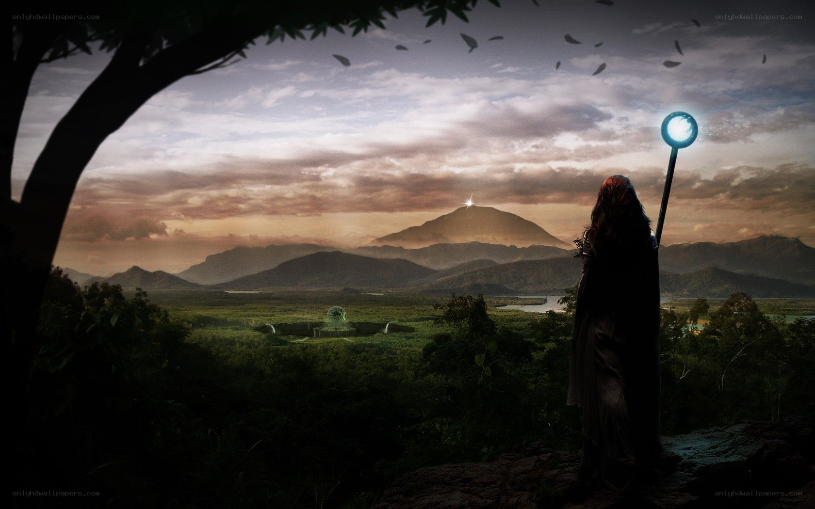 mage with staff overlooking valley
