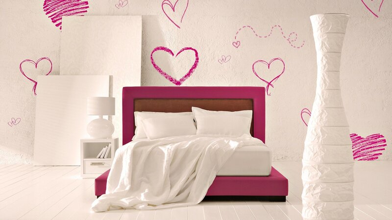 Magenta Bed in Bedroom — Pink