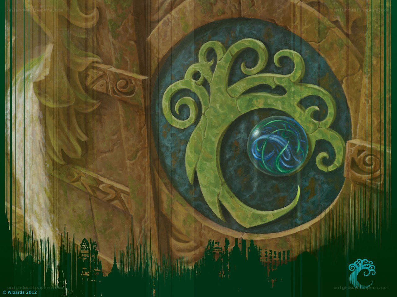 Magic door with green symbol
