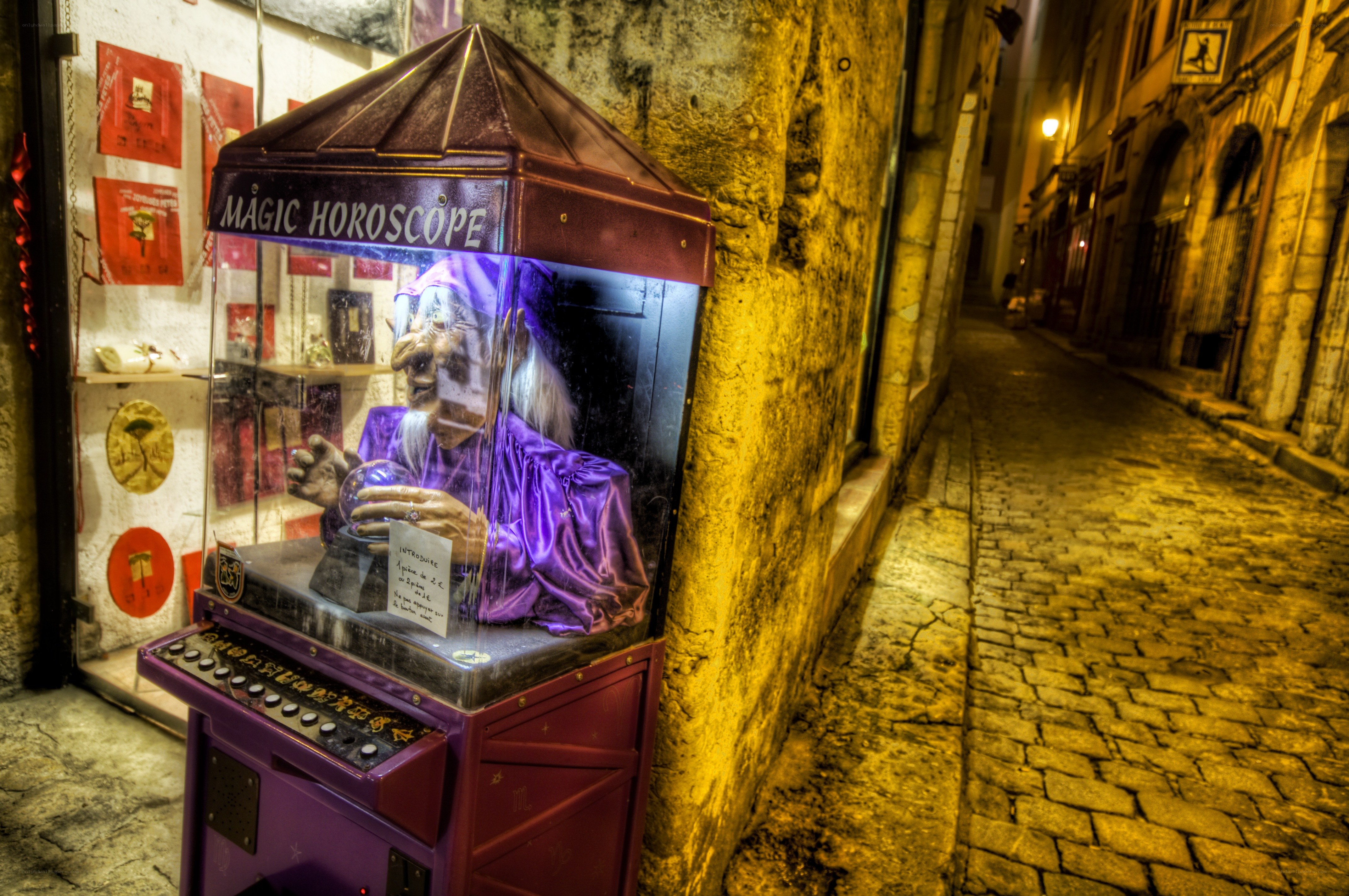 Magic horoscope machine on street