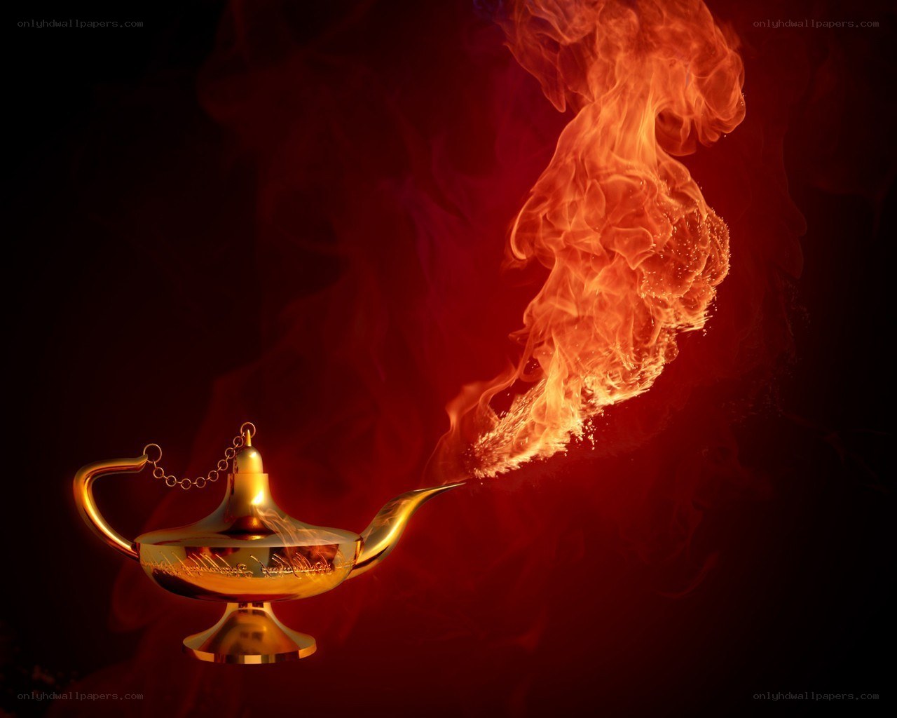 magic lamp with fire