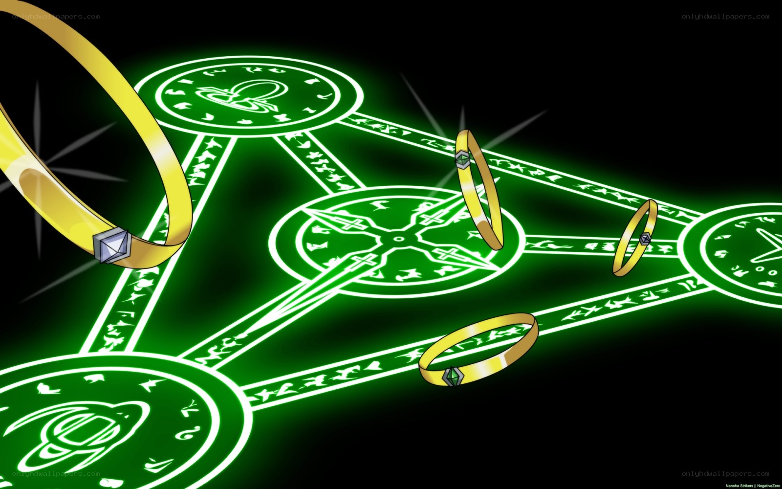 magic rings on glowing symbols