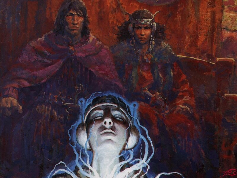 Magic ritual with three figures