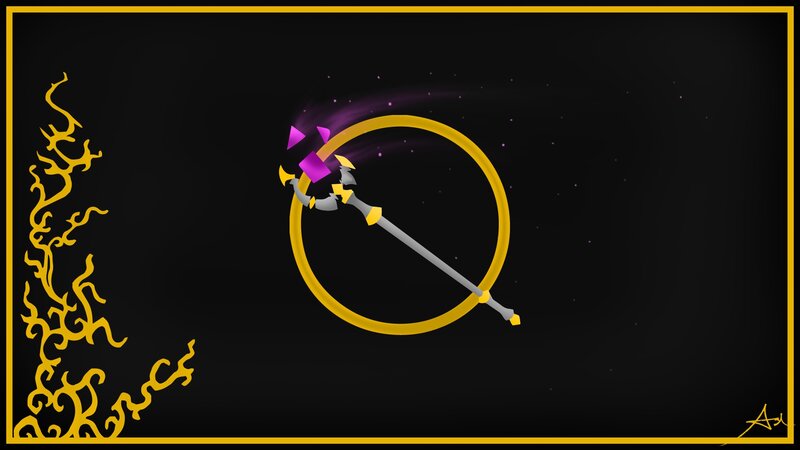 magic staff with golden ring