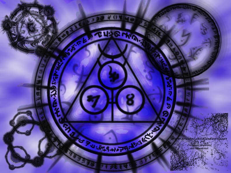 Magic Symbols on Purple Background