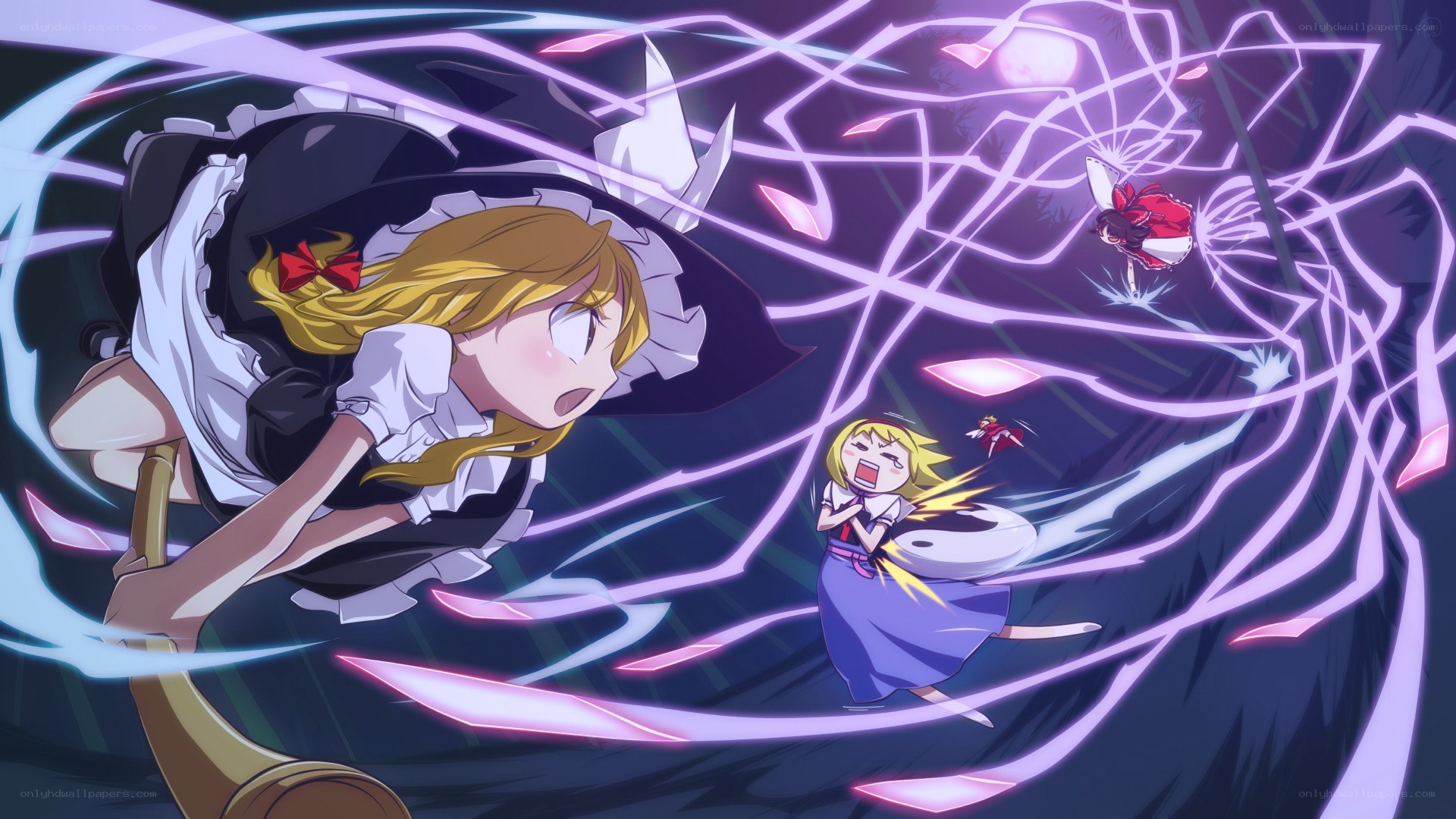 Magical battle in a dark forest