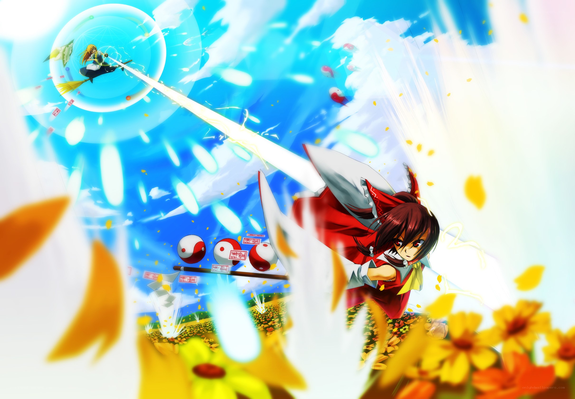 Magical battle in a flower field