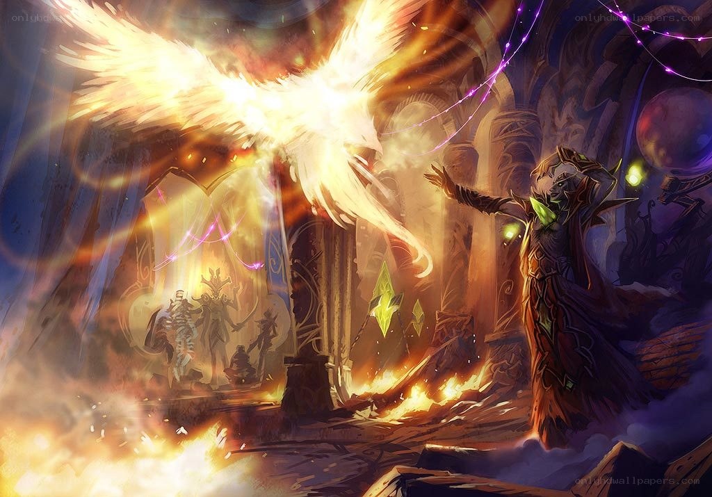 Magical battle in a ruined temple