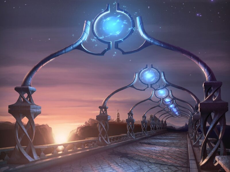magical bridge at sunset