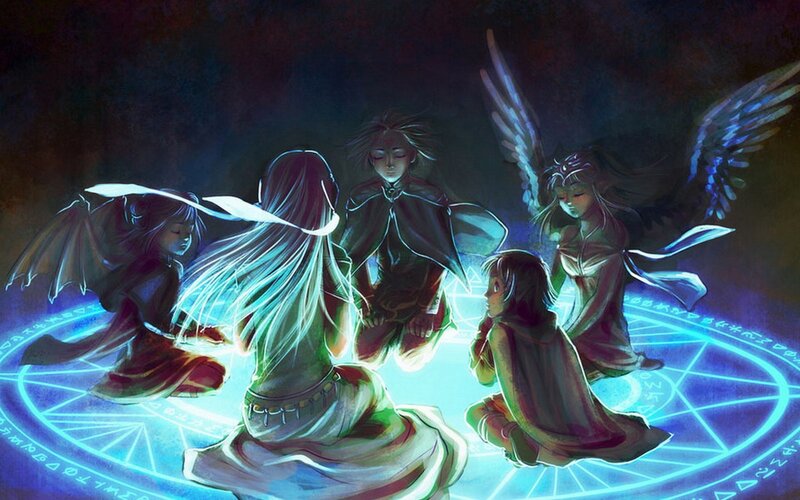 Magical circle with angels