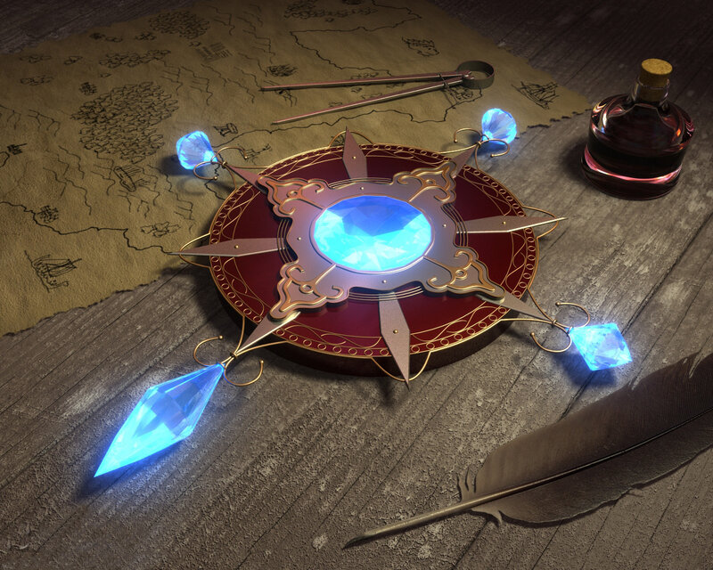 magical compass on map
