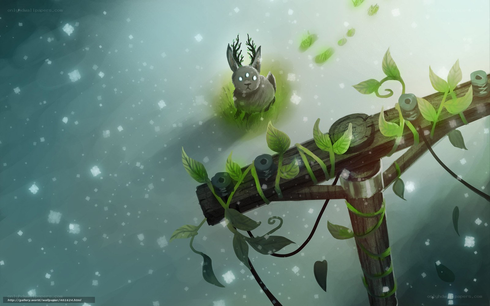 Magical deer in a snowy forest