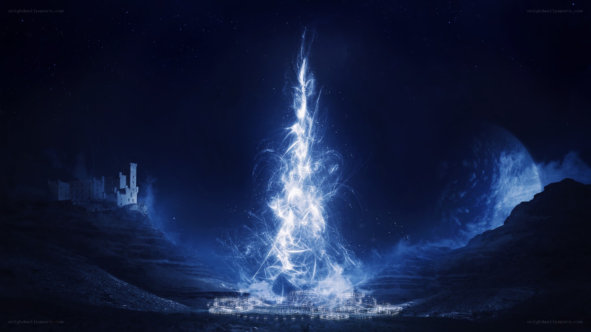 Magical energy over a castle