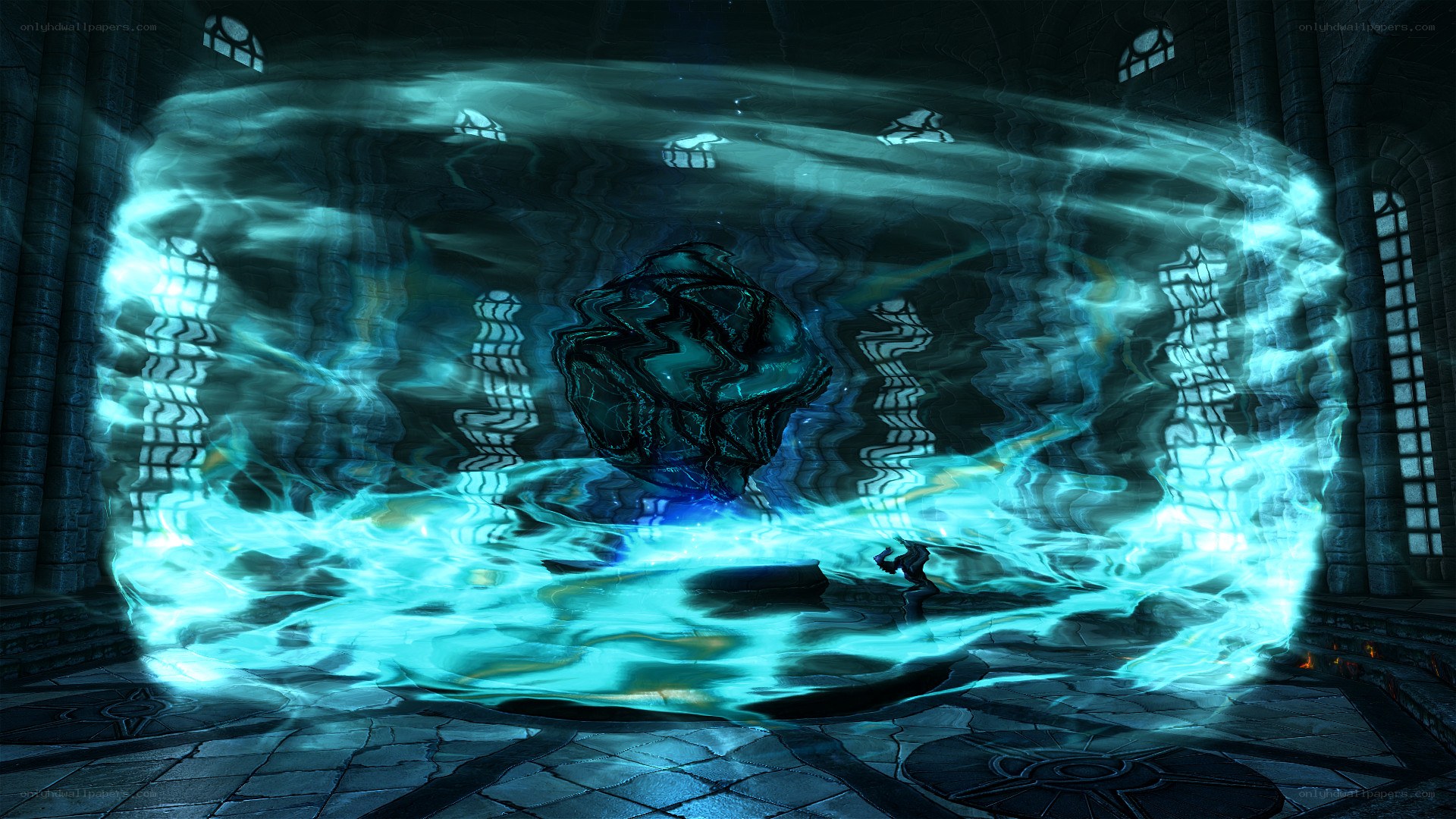 magical energy sphere in a dungeon