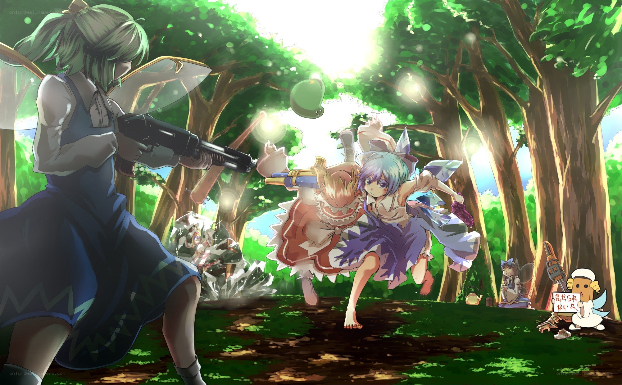 Magical forest battle scene