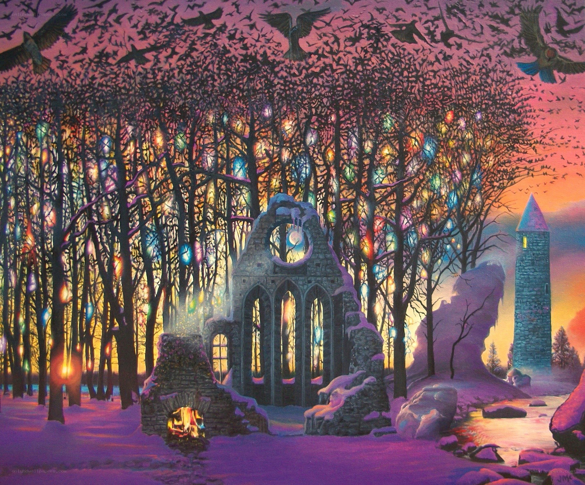 Magical forest ruins