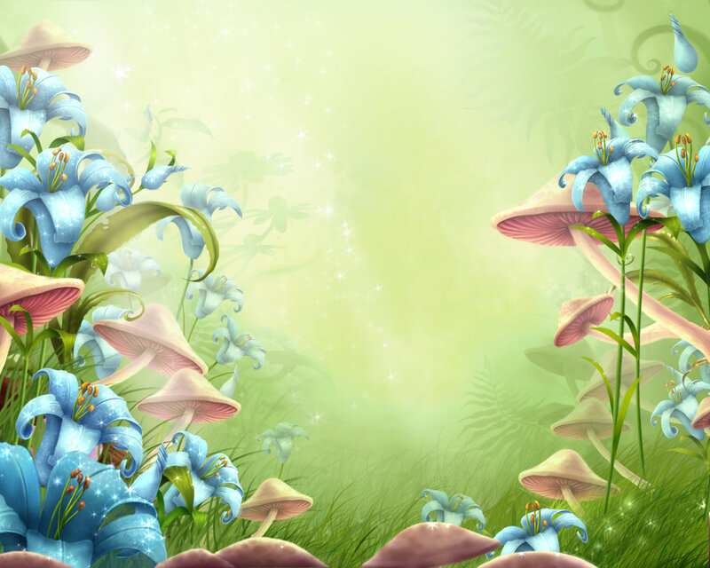 magical forest with blue lilies