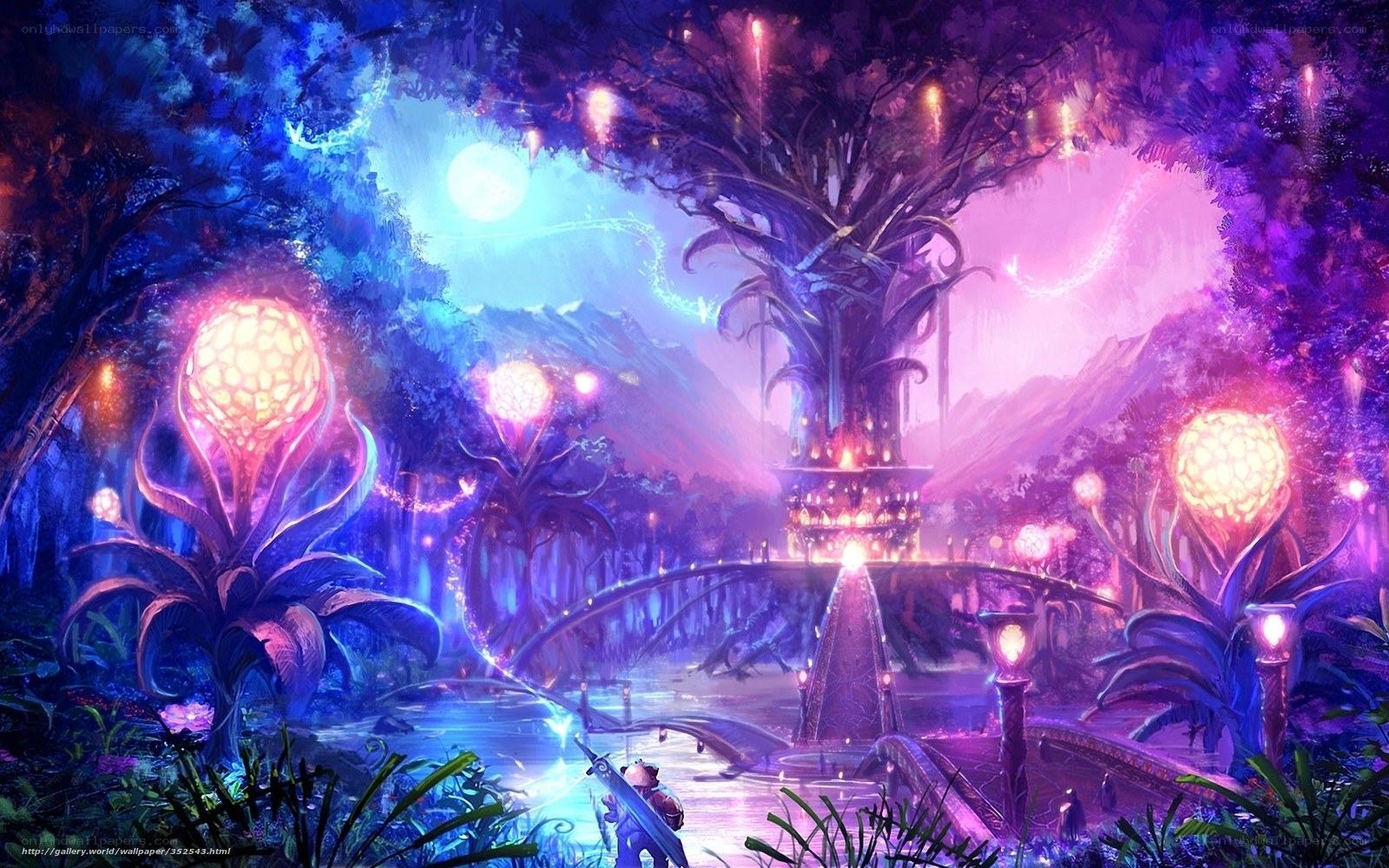 magical forest with glowing plants