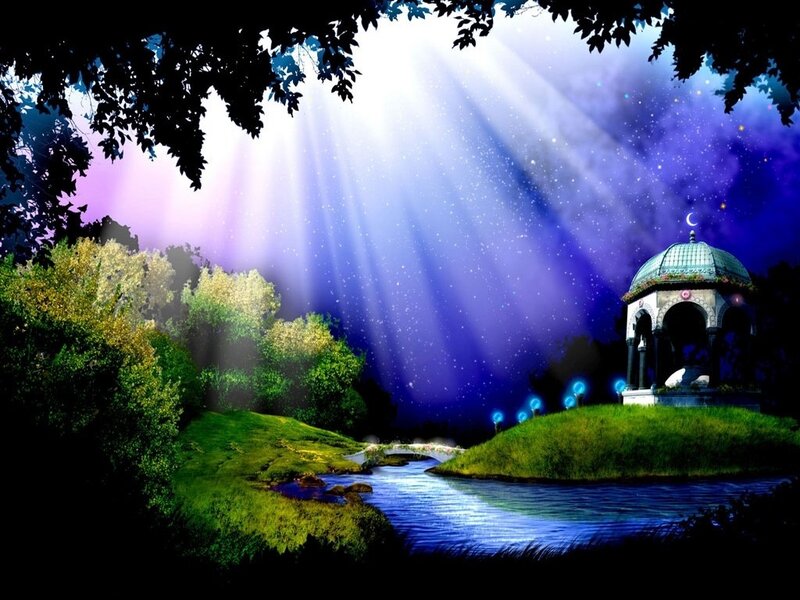 magical garden at night