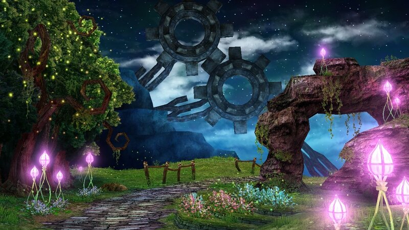 magical garden with glowing lights