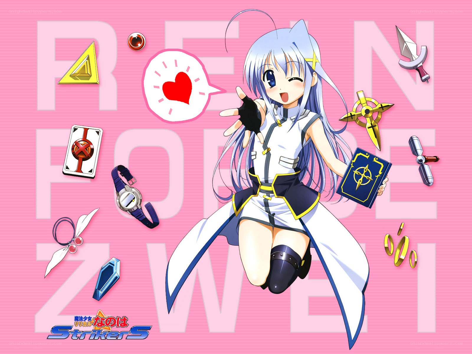 Magical girl character with items