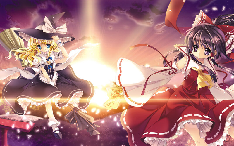 magical girl duel at sunset