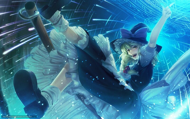 Magical girl in a blue storm