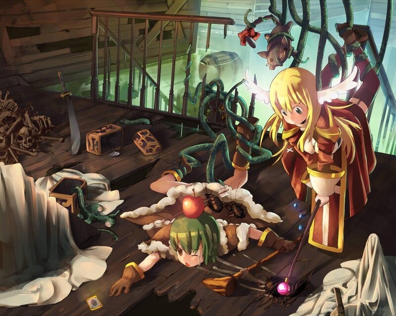 Magical girl in a spooky room