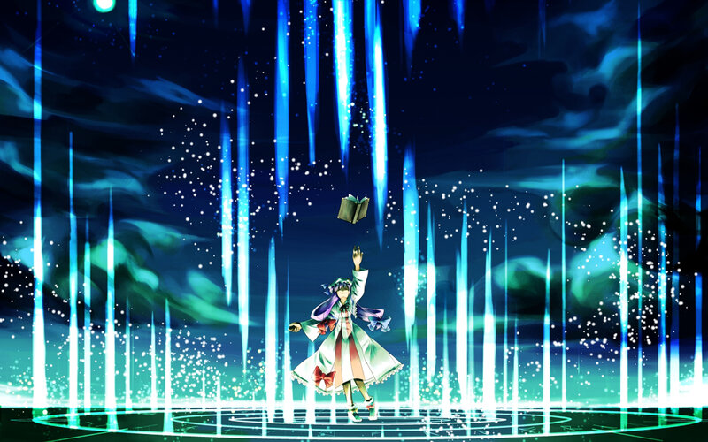 magical girl with floating book