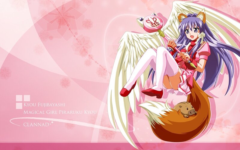 Magical girl with wings and staff