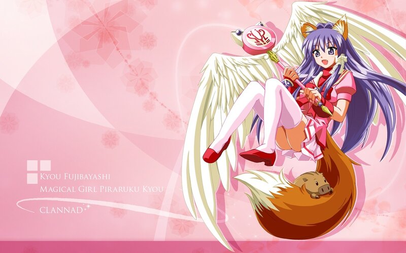 Magical girl with wings and staff