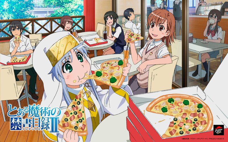 Magical girls eating pizza
