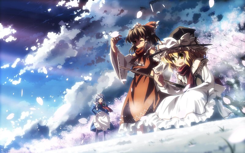 magical girls in a dreamy sky