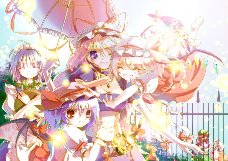 Magical girls in a sunny garden