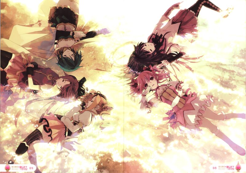 Magical girls in golden light