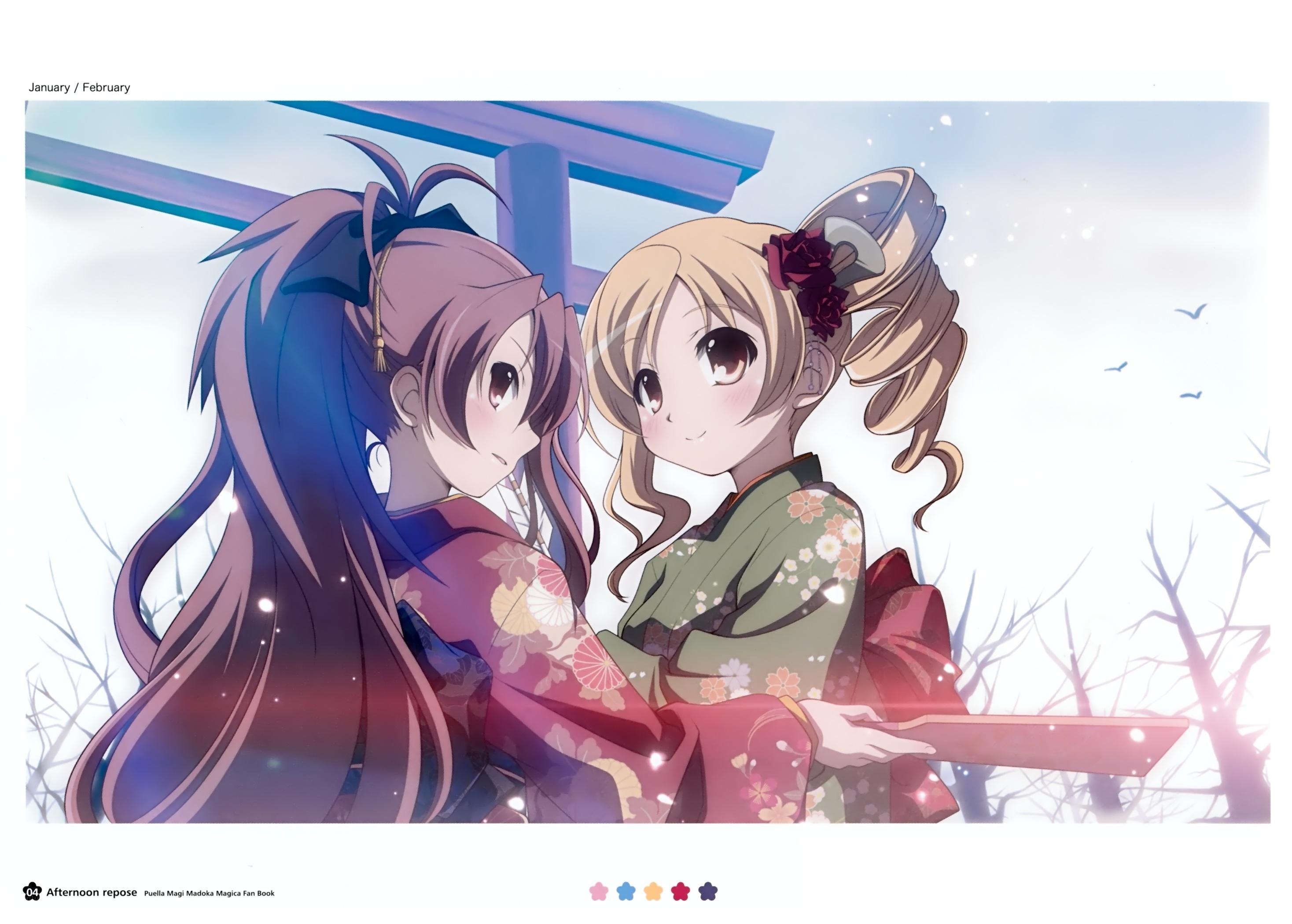 Magical girls in kimonos