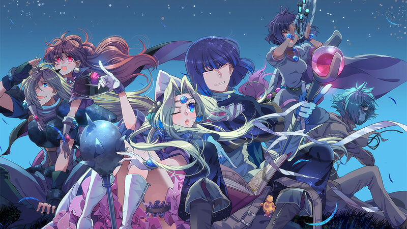 Magical girls in starry night