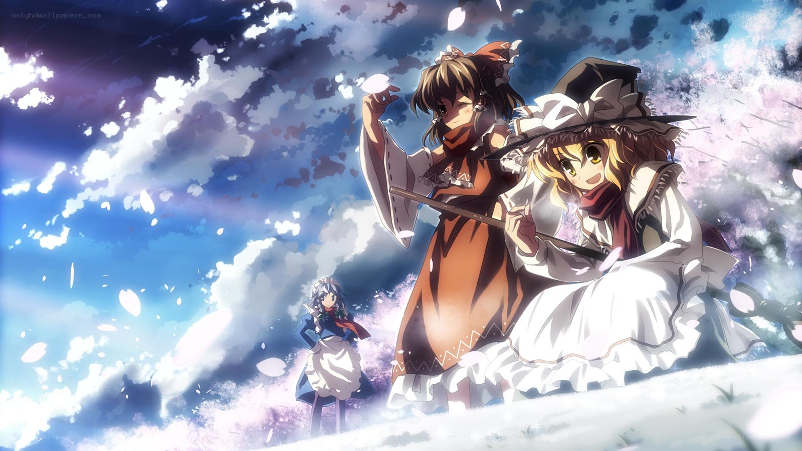 Magical girls under cherry blossoms