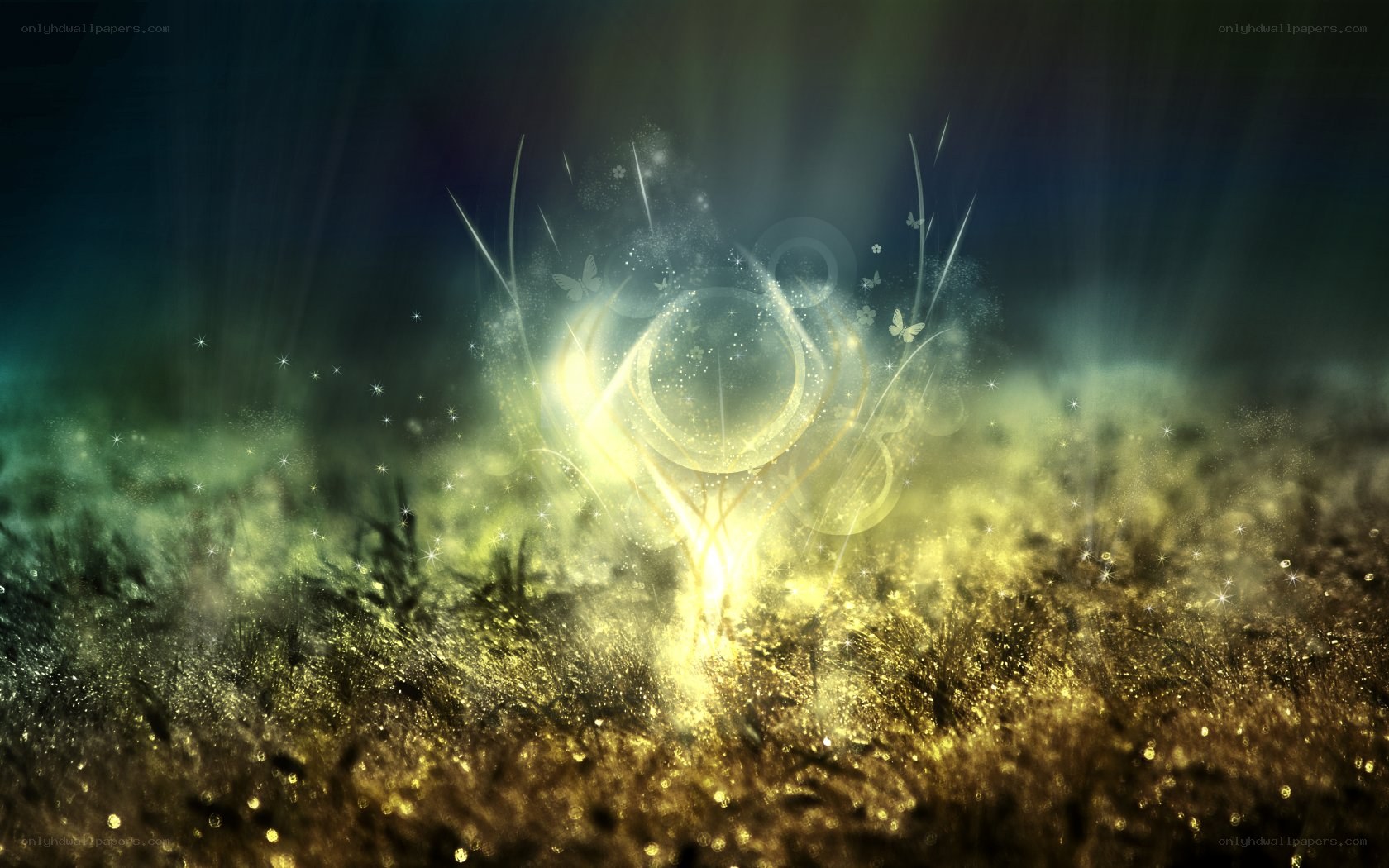 magical glowing orb in field