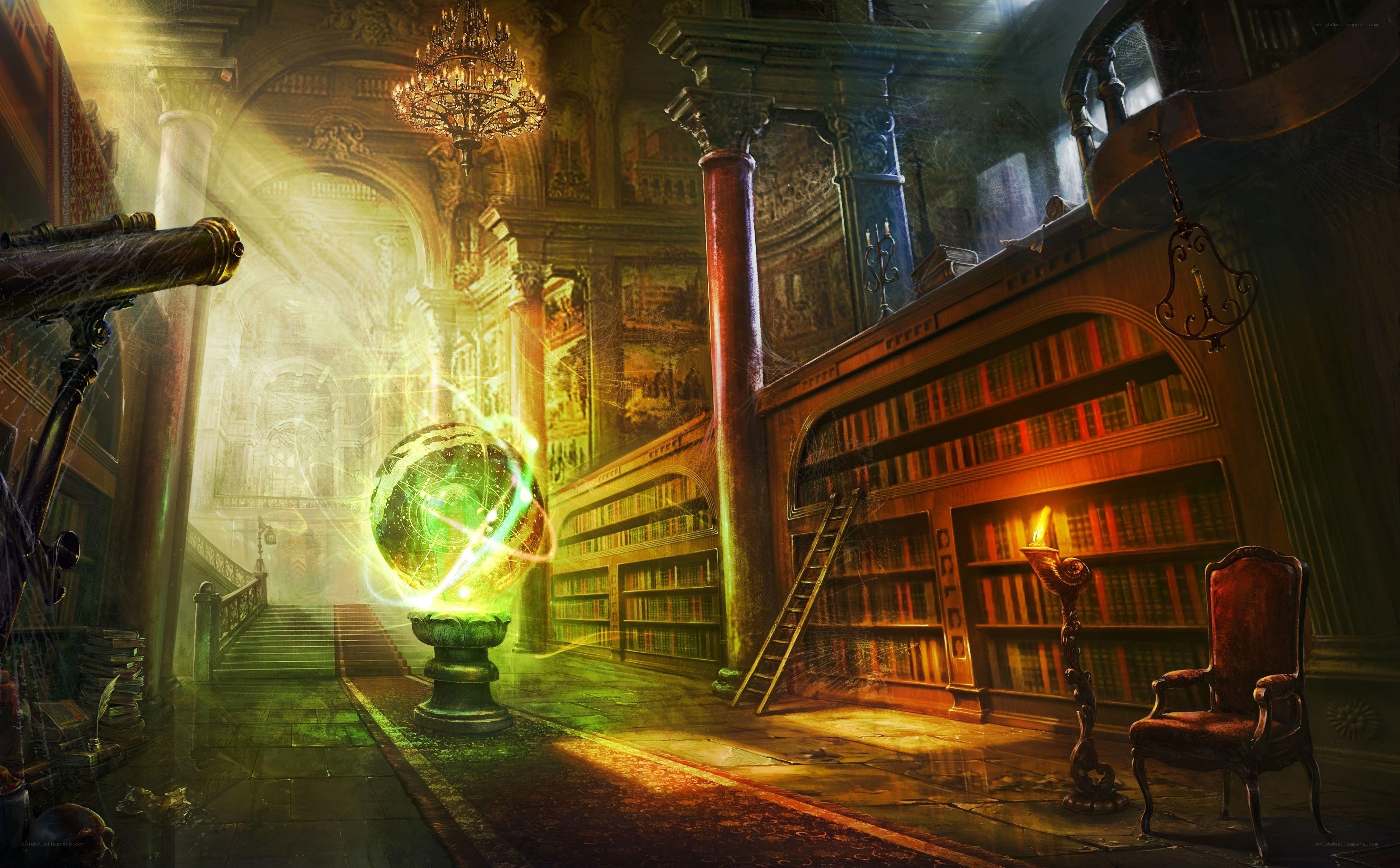 magical library interior