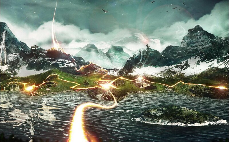 magical lightning landscape