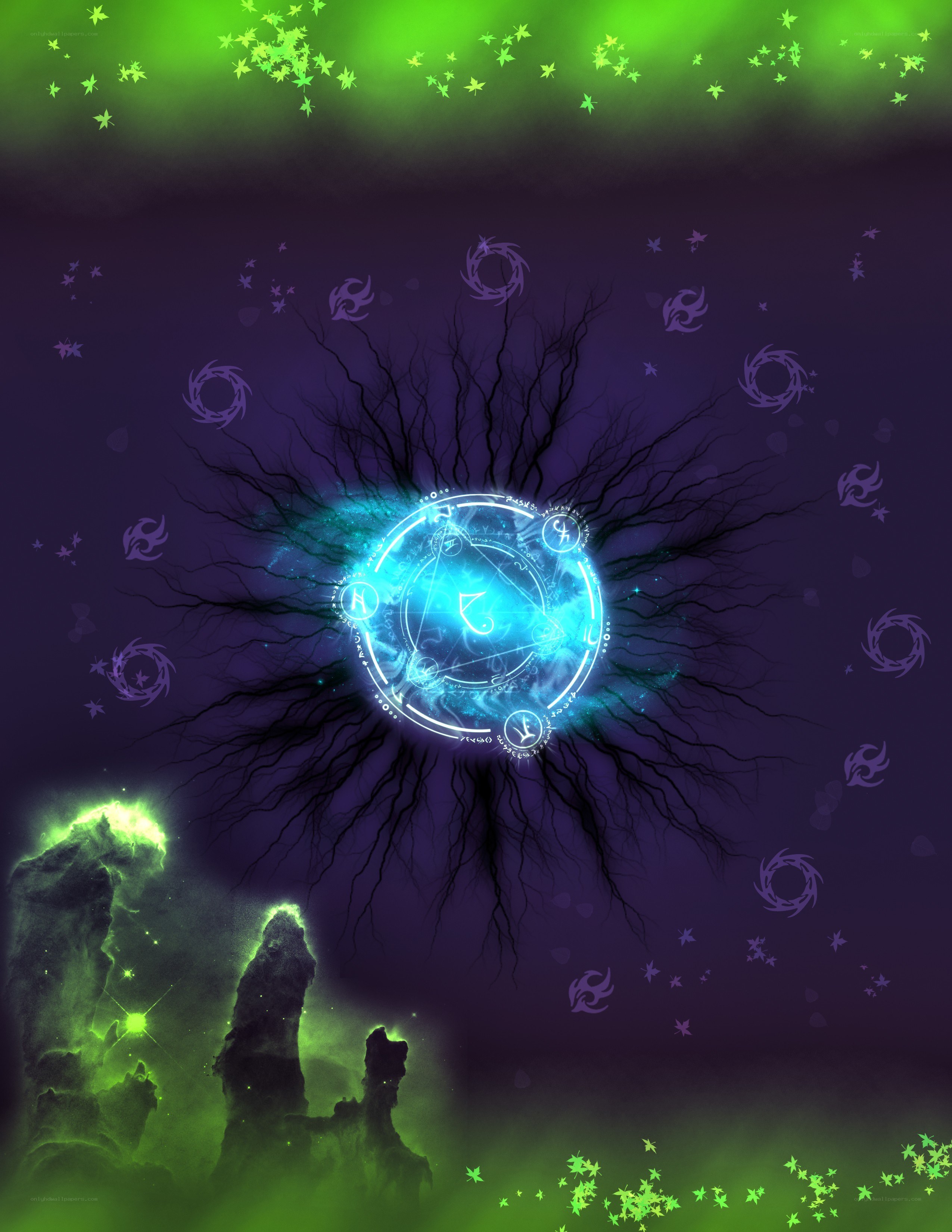 magical portal in dark landscape