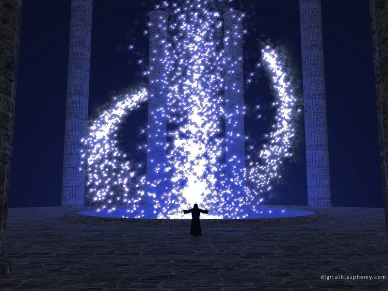 Magical ritual in ancient temple