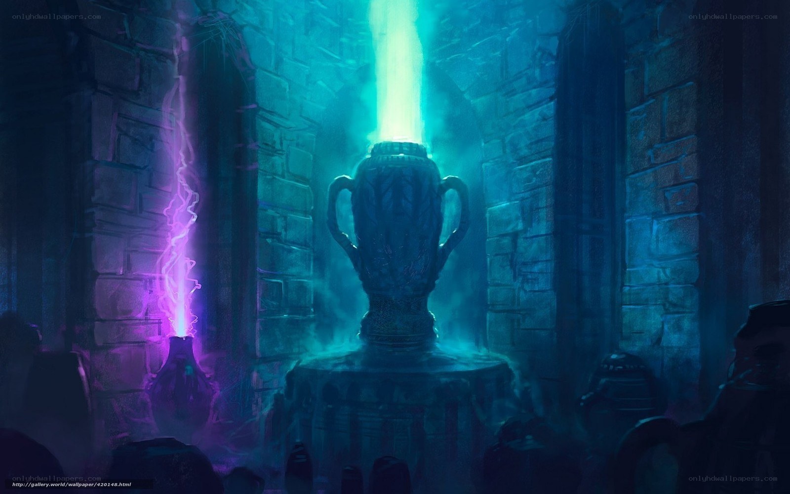 magical vases in ancient chamber