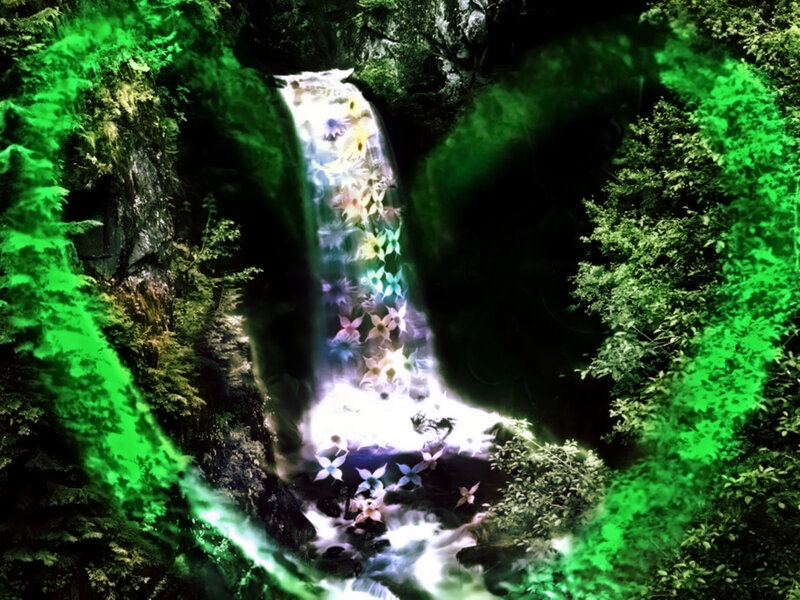 magical waterfall in forest