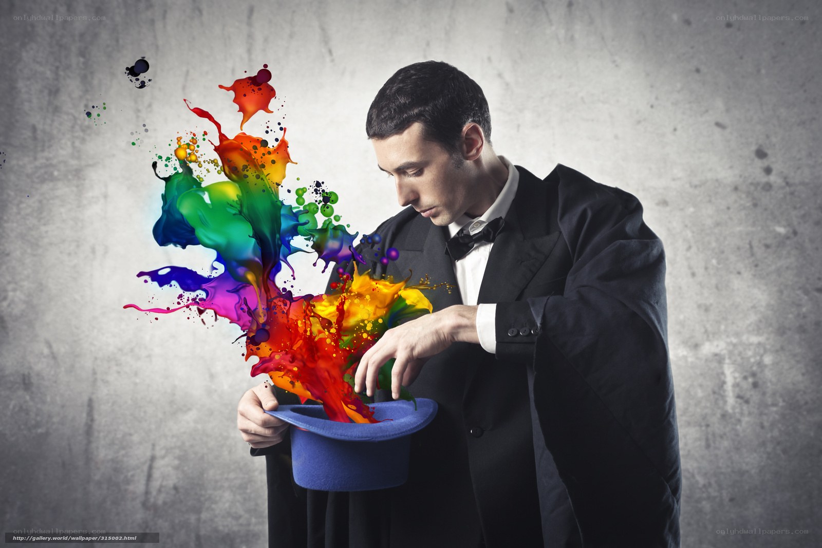 magician with colorful paint