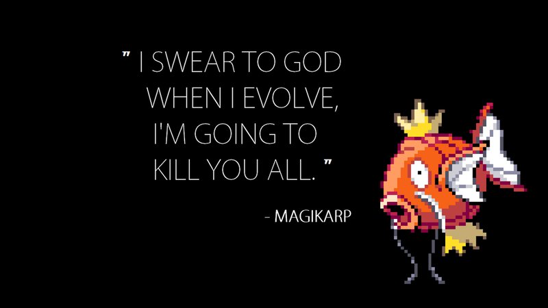 Magikarp Character — Black, Dramatic, Pixel Art