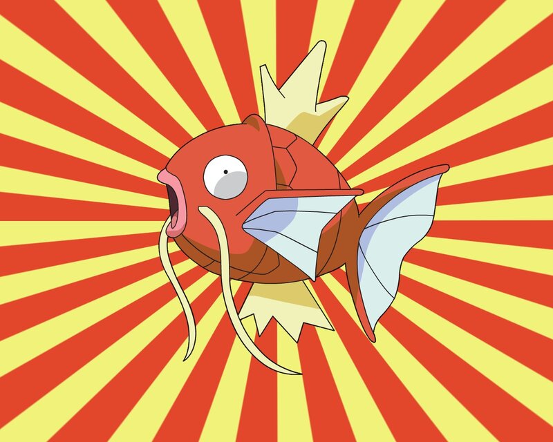 Magikarp with sunburst background